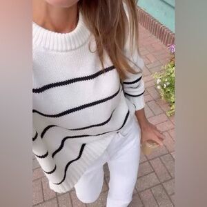 Quince 100% Organic Cotton Striped Crew Sweater